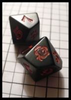 Dice : Dice - 10D - Vampire Dice Black with Red Numerals and Rose - Chimera Hobby Shop Apr 2010